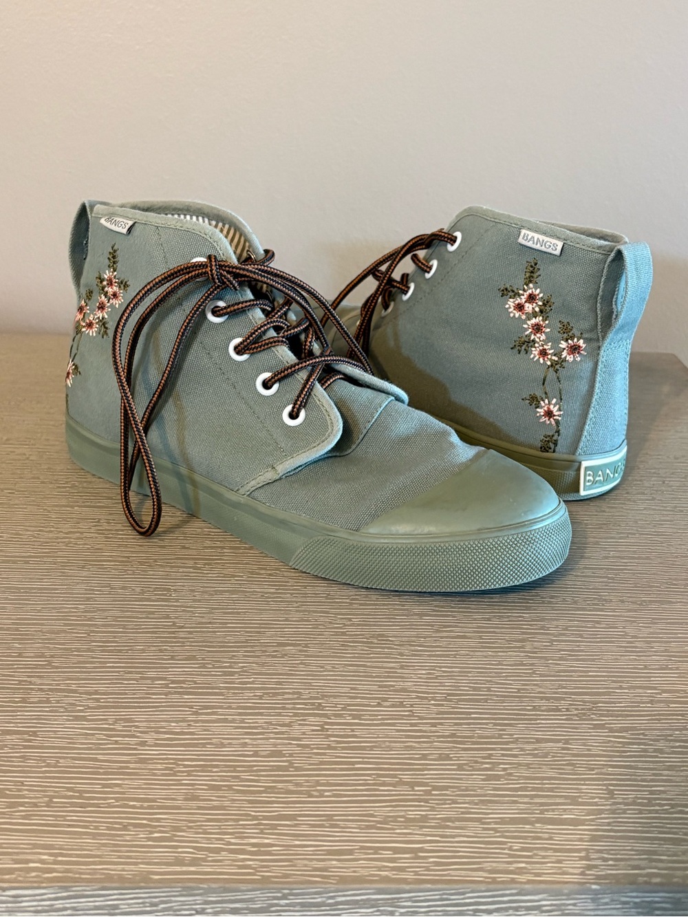 BANGS Shoes Sage Floral High Tops
 with Floral Embroidery